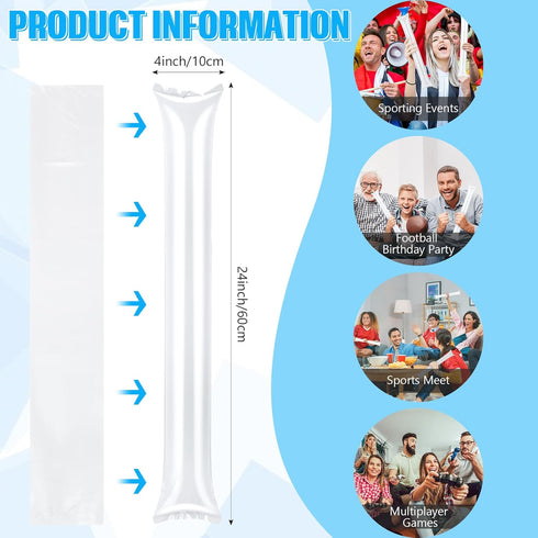 ZCYSRLQIN 50 Pcs Thunder Sticks Thicken Sporting Cheerleading Team Sticks Cheering Sticks Plastic Clapper Inflatable