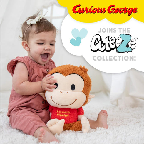 KIDS PREFERRED Curious George Cuteeze Stuffed Animal Plush Toy Monkey, 12 Inches, Cute Cuddle Plushie Gift for Baby