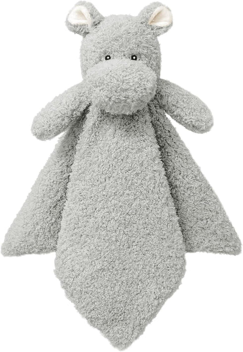 Baby Gray Hippo Soft Stuffed Animal Security Blanket, Plush Lovey Blanket for Newborn, Infant, Toddler Snuggle Blankie