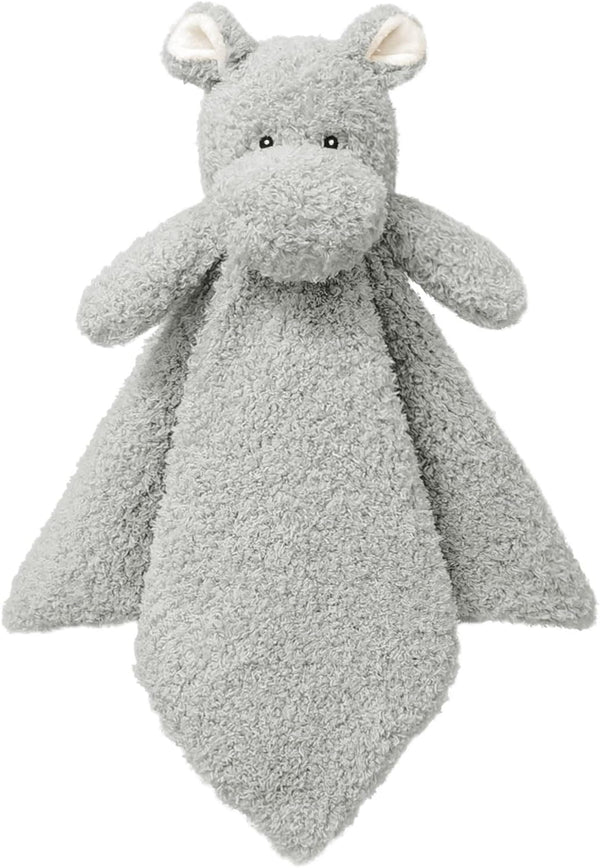 Baby Gray Hippo Soft Stuffed Animal Security Blanket, Plush Lovey Blanket for Newborn, Infant, Toddler Snuggle Blankie