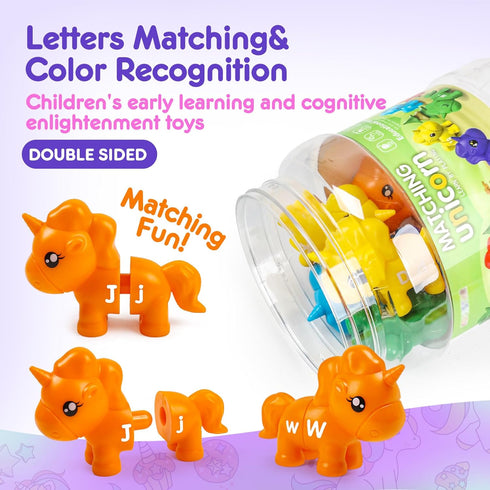 Matching Letter Montessori Toys - ABC Unicorn Alphabet Sorting Educational Toy Sets for Kids Age 3-6