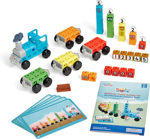 hand2mind Numberblocks Express Train MathLink Cubes Activity Set, Preschool Learning, Counting Blocks, Educational Toys