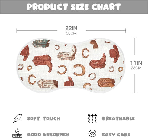 Mazeann 2 Pack Western Cowboy Boots Cute Burp Cloths Baby Boys Girls Absorbent Soft Cotton Burping Cloths Rags
