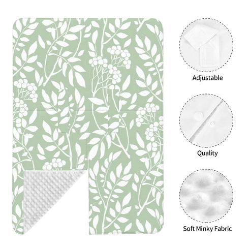 Hcpwzrf Chic Botanical Sage Green Foliage Baby Car Seat Cover & Nursing Cover - Breathable Stretch Multi-Use Cover