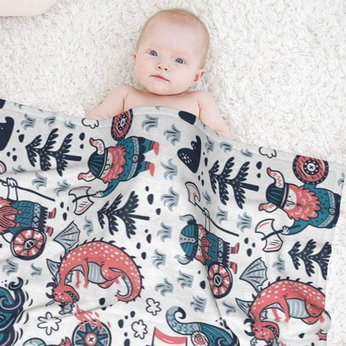 Mantaiyuan 30x40 Fleece Baby Blanket Cartoon Vikings Dragon Smooth and Soft Receiving Blanket Unisex for Stroller