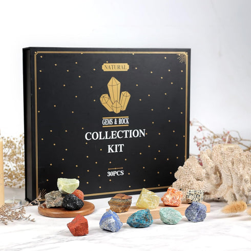 30 Set Rock Collection for Kids - Pcs Rocks, Gemstones & Crystals Kit with Learning Guide,Mineral Education Geology