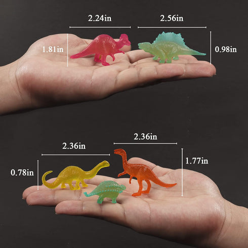 78pcs Set, OuMuaMua Glow in the Dark Dinosaur Toys Mini Plastic Realistic Dinosaur Figures Glow Toys for Kids Goody Bag