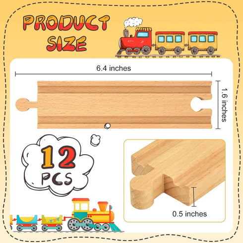 12 6 Inch Set Mototo PCS Wooden Train Track Straight Pieces Wooden Train Track Accessories Wood Railroad Expansion