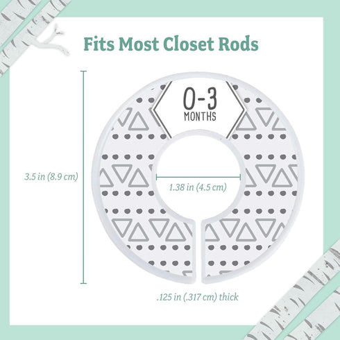 Baby Nest Designs Closet Dividers for Baby Clothes - 7X Size Age Dividers from Newborn Infant to 24 Months, Boho Baby