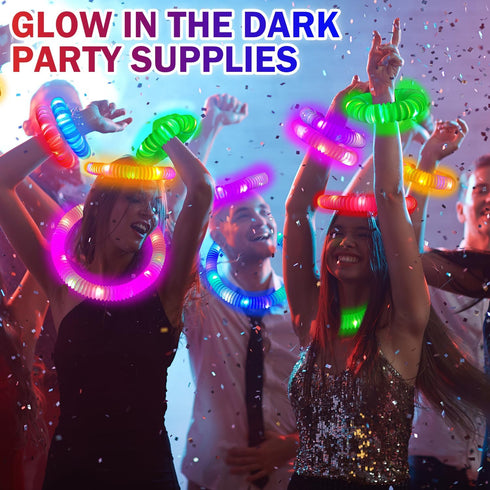 36 4th Glow Sticks Camping Toys Gifts for Kids PCS, Light up Pop Tube Bracelet Necklace for Toddlers, Glow in the Dark
