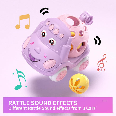 Pink Toy Car for Baby Girl Gifts, Push Wind Up Cars for Toddler Girls, Soft Truck Infants Gift