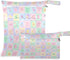 Burbuja Flower Plaid Wet Dry Bags for Baby Cloth Diaper 2 Pack, Waterproof