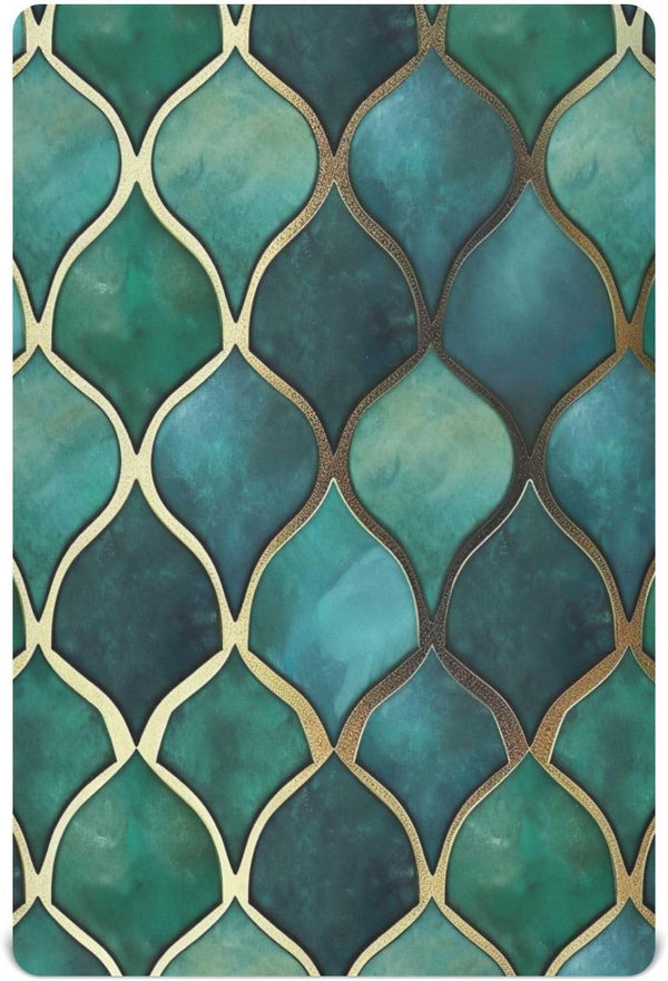 Haskirky Green Gold Scales Baby Crib Sheets for Boys Girls Soft Breathable Elasticity