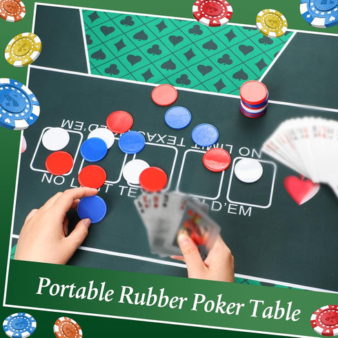 5-10 Kinlop Poker Mat Table Top with Storage Bag Portable Rubber Poker Table Cover Folding Texas for Players Layout