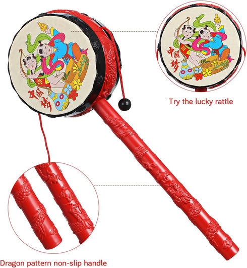 Toyvian 9 pcs Monkey Drum Hand Rattle, Educational Twist Drum Percussion Instrument with Random Pattern