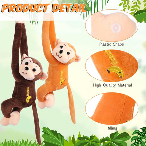 Libima 12 Pack 17.8 Inch Large Hanging Monkey Stuffed Animals Plush Toy with Hook and Loop Fastener