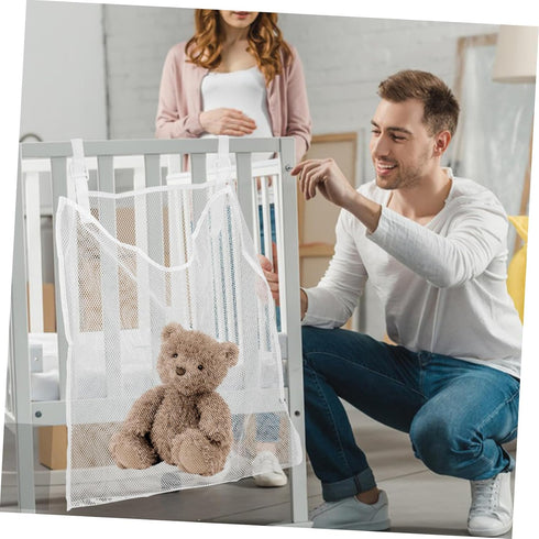 ORFOFE Hanging Storage Bag for Diapers and Clothes Wall-mounted Mesh Organizer Pouch for Toys and Essentials White