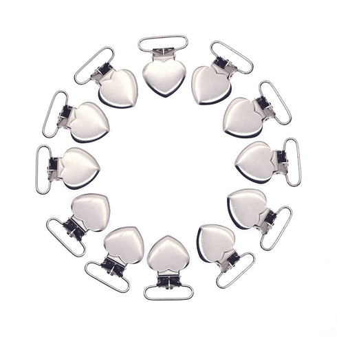1" (50pcs) Metal Heart Pacifier Suspender Clips,Sutoyuen Pacifier Clips for Making DIY Craft Supplies Pacifier Holders