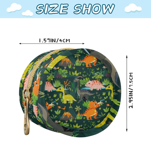 PYBUG Dinosaurs Round Pacifier Storage Case, Polyester & TPU Lined with Hook Buckle, Pacifier Container Box for Baby