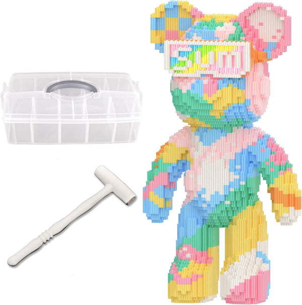 MIKIJOYS Bear Building Blocks with Organizer Bins (4500PCS), Fluorescent Bricks & Stroage Drawer,