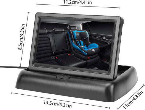 Shkalacar 1080P 4.3 Inch 150 Baby Car Camera, Foldable Monitor with Night Vision and Wide View Angle, for Baby Rear
