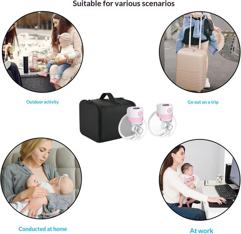 MENGLANSI Protective Case for Electric Breast Pumps Interior Foam Padding and Dedicated Pockets for Milk Storage Travel