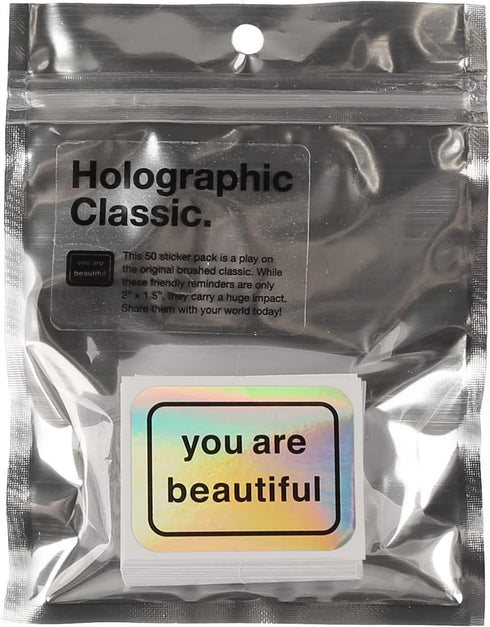 You Are Beautiful Holographic Sticker Pack, 50 Stickers