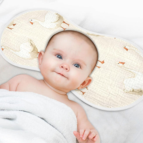 YETTASBIN White Geese Muslin Baby Burp Cloth, Super Soft Absorbent Cotton Burp Rag Baby Bibs Feeding Cloth for Newborn