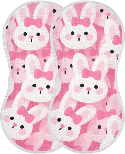 tplaotee 22x11in Cartoon Cute Rabbit Pink Cotton Baby Burp Cloth Good Absorbent? Baby wash Cloth for Babies Girls