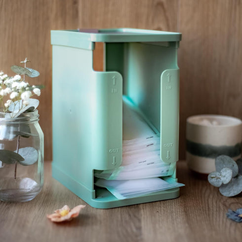 Dew & Dawn Breastmilk Freezer Organizer-Sage Green Storage Tower w/ Metal Freeze Tray, Breast Milk Storage Design, Mint