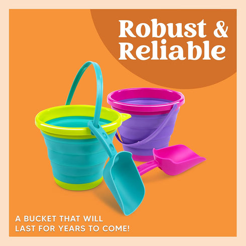 Set 3 Packs Backpack JOYIN Foldable Beach Bucket - Collapsible Toy Buckets with Shovels and Mesh for Kids Toddlers