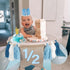 1/2 6 Birthday Boy Half Birthday Decorations High Chair Banner, Month Girl Tassel Wood Bead Highchair Garland Blue