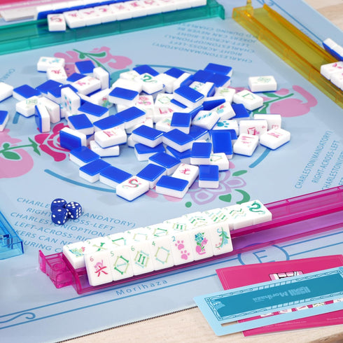 Morihaza (Style-1) Premium Mahjong Mat for Table - Non-Slip Mahjong Table Cloth with Printed Rules - Stylish Mah Jongg