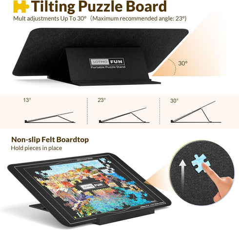 LOTMOFUN 1000 6 Puzzle Board for Pieces with Angle Adjustable Stand, Patented Lightweight Felt Jigsaw Puzzle Board