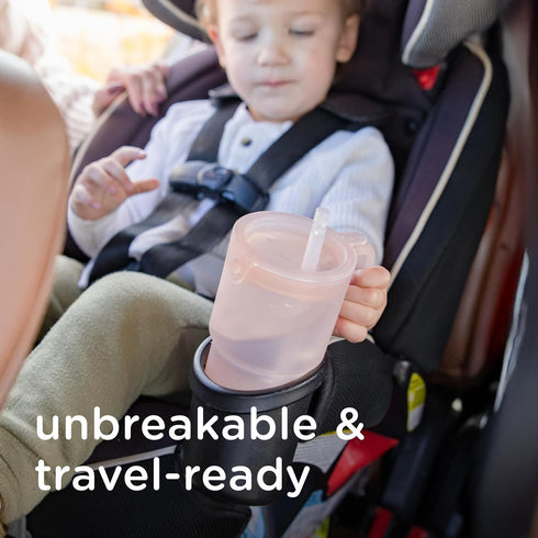 11 oz, 1 Olababy Clear Sense Silicone Tumbler with Handle & Straw Toddler & Kids Spill Proof Sippy Cup, Leak Resistant