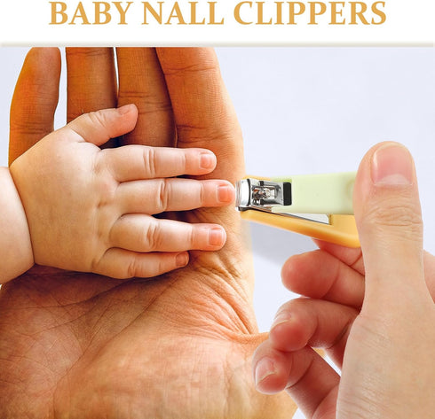 Set 4pcs Totority Nail Clipper for Newborns and Infants Yellow Grooming Kit with Small Crown Clippers Safe Nail Care