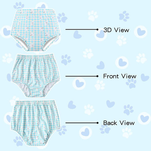Landofgenie Diaper Cover for Adults Cute Puppy Printed Reusable Washable Elasticated Waistband Adult Diaper Cover Blue