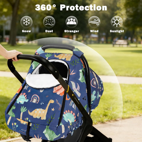 Cozy Winter Baby Car Seat Cover for Boys Girls, Warm and Infant Carseat Cover for Babies, Thickening Carseat Canopy