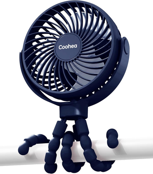 Stroller Fan USB Rechargeable, Portable Battery Operated Cooling Fan with Flexible Tripod Clip for Baby Stroller