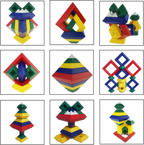 Pyramid Stacking Toy Building Blocks, 3D Puzzle Brain Teasers for Kids and Adults, Creative Preschool Learning