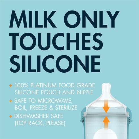 8 Oz Boon Nursh Bottles - Silicone Baby Bottles Help Ease Colic Symptoms - Formula and Breast Milk Only Touch