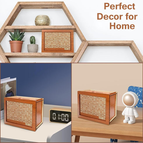 Wooden Money Box Money Bank, Countdown Saving Box with 10000 Dollars Target for Boys Girls (10000 USD)