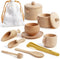 Hiceeden Set of 11 Wooden Sensory Bin Tools for Kids, Sensory Scoops