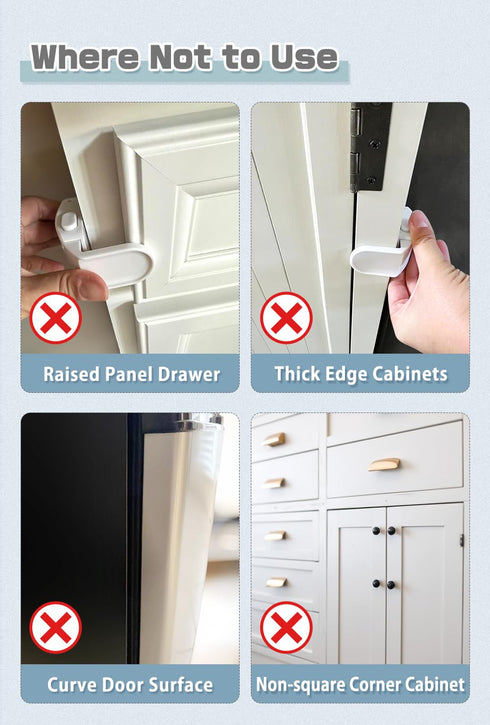 4 Pack Drawer Locks, Maveek Child Proof Cabinet Locks, Baby Safety Bottom Latches for Furniture and Drawers