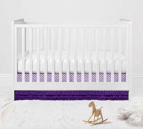 Bacati - Mix N Match Ruffled Bottom Dots Crib Skirt (Purple)