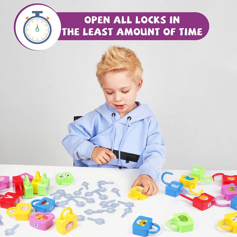 AXEARTE Montessori Educational Toys - Alphabet Learning Locks & Keys Set with 26 Locks & 26 Keys for Toddlers