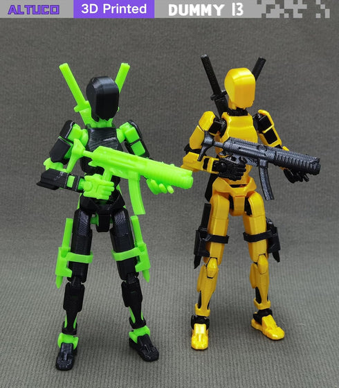 (Assembly Completed) 5.5 Inch 3D Printed T13 Action Figure with Multiple Accessories, Multi-Jointed Movable Black Dummy