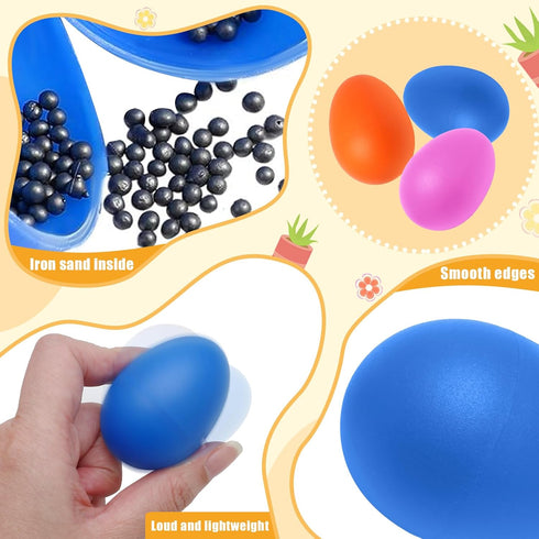 18 PCS Plastic Egg Shaker Set (9 Color), Musical Hand Percussion Shakers, Egg Maracas Instruments for Music Learning DIY
