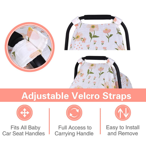Summer/Hot Muslin Car Seat Cover for Babies, Metplus Breathable Infant Carseat Cover Lightweight Baby Carrier Cover