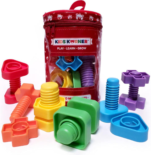 Jumbo Nuts and Bolts For Toddlers - Fine Motor Skills Rainbow Matching